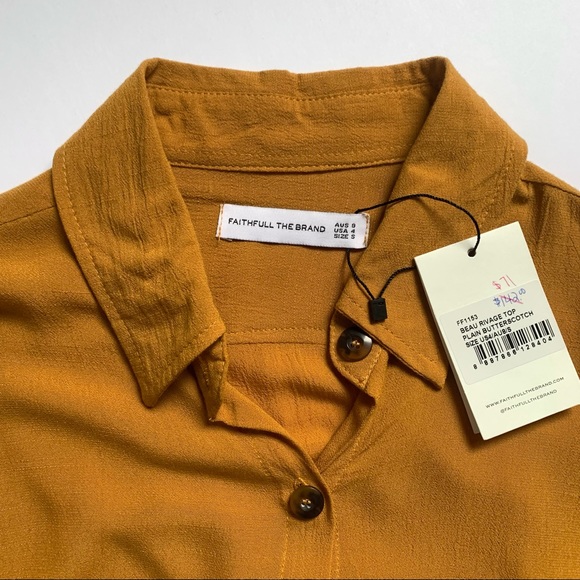 Faithful The Brand Beau Rivage Top in plain butterscotch Size 4 NWT - Picture 3 of 8